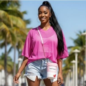 Pink Ice Cream Cup Crossbody Bag